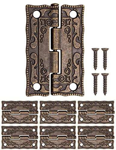 FUXXER® cerniere in metallo in miniatura antiche, ferro, design classico, per armadi, porte, cassapanche, scatole, stile vintage retrò, 36 x 23 mm, bronzo, set di 6