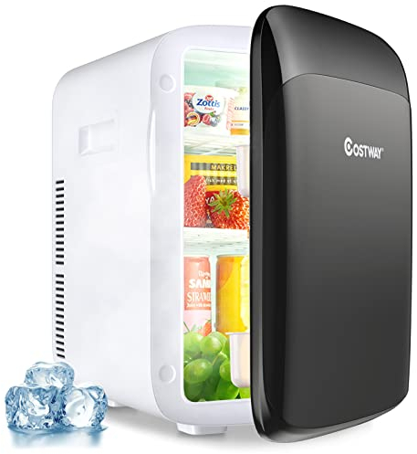 COSTWAY 15L Mini Nevera 2 en 1 Función de Enfriamiento y Calefacción,Enfriador Calentador 5 ℃ ~ 50 ℃ Congelador Portátil para el Automóvil Hogar Clase Energética E(negro)