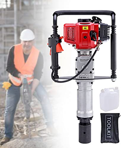 Benzin Motor Pfahlramme Zaunpfahl-Ramme für Pfosten, 2-Takt Pfostenramme Rammmaschine Pfostentreiber für Holzsäule und Stahlrohr, CE-Zertifizierung(Color:Diameter-55+70mm)