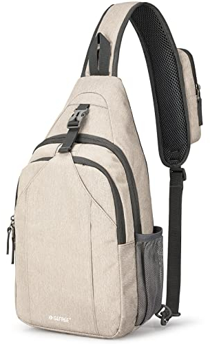G4Free Schultertasche mit RFID-Brusttasche, Umhängetasche, Schultertasche mit Kopfhörerloch, elfenbeinfarben, Kompakt