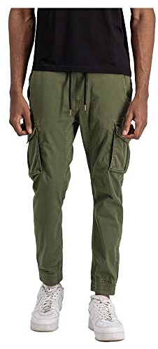 Alpha Industries Cotton Twill Jogger Casual Trousers for Men Dark Olive