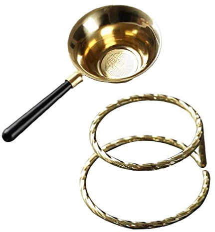Fituenly Kupfer-teesieb Infuser Kupfer-kaffeesieb Tee Kaffeefilter Teesieb Sieb Teesieb Sieb Holzgriff