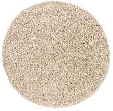 RugVista, Comfy, Kinderzimmer Teppich, ∅ 150 cm, Kinderteppich für Kinder, Spielteppich für Babys, Shaggy handwebstuhl, Maschinell hergestellt, Hochflor, Keine schädlichen Stoffe, Beige