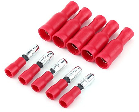 DEWIN Kabelschuhe Set, Isolierter Elektrischer Steckverbinder Crimp-Rundklemme Kabelschuhe für 0,5 bis 1,5 mm² Kabel Rot
