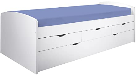 Bubema Leno – Funktionsbett mit Schubladen und Bettkasten, 90x200 cm, weiß