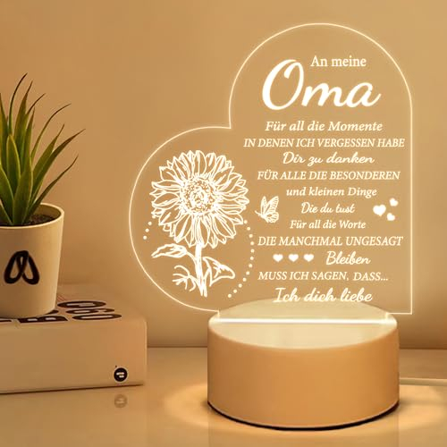 Sanmu Geschenke für Oma, Beste Oma Geschenke - Nachtlicht, Geburtstagsgeschenk Weihnachtstag Muttertagsgeschenk für Oma, Geschenke für Oma von Enkelin Enkeln (OMA)