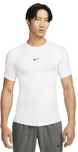 NIKE FB7932-100 M NP DF TIGHT TOP SS Sweatshirt Men's WHITE/BLACK Size S