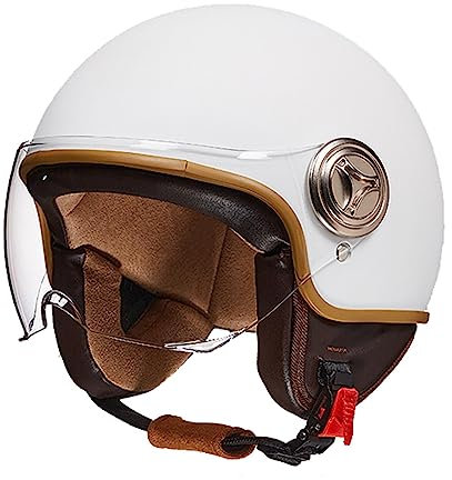 BGGNG Aperto Caschi da Moto Portatile Jet Casco Scodella ECE Omologato Casco Demi-Jet Moto Adult Cruiser Chopper Mezzo Casco retrò Motociclo Aperto Faccia Casco per Donna Uomo H,54-61CM