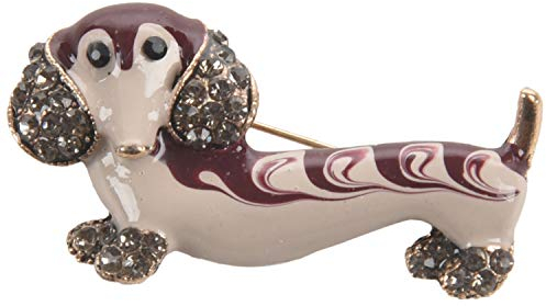 TAMOSH 1 broche romantique en forme de teckel avec strass brillants, pour femme, pour vêtements, costume, cadeau, blanc et rouge, Métal