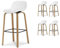 Kosmi Lot de 4 tabourets de Bar Blancs Style scandinave avec Pieds Effet Bois en métal - Hauteur 66cm
