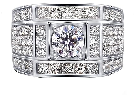 ANAZOZ Eheringe für Mann, Ringe Weißgold für Herren 750 Iced Out Ring mit Labor Diamant 0,5 ct Bandring Größe 63 (20.1)