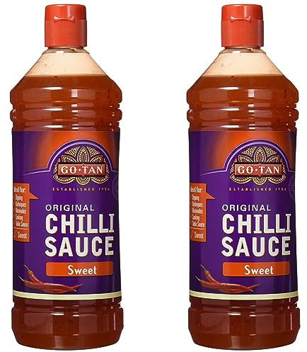 Go-Tan Salsa Chili dulce aromática GMO Free, Origen sudeste asiático, Sabor dulce especiado con toque picante, Chili Dulce, 1 L (Paquete de 2)