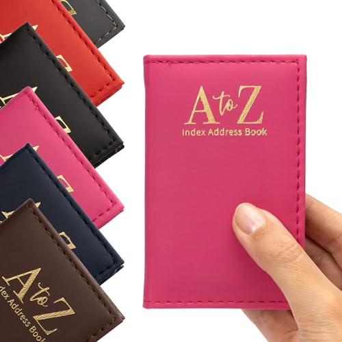 Index Adressbuch, Lederoptik, gepolstert, kleine Größen, Notizbuch A-Z (Rosa)