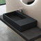 doporro Lavabo Bagno Sospeso Lavabo da Appoggio Rettangolare in Marmo Resina Antracite Opaco, Vasca a Sinistra 75x43x14 cm con 1 Foro Rubinetto e Piletta Scarico, Colossum12