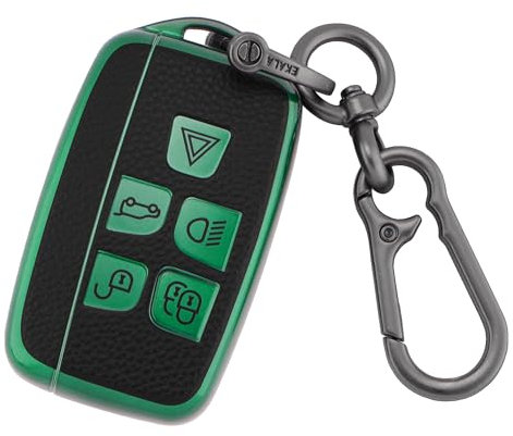 ERMWALR Coque de Protection pour clé de Voiture Land Rover LR4 Range Rover Sport Evoque Jaguar XF XJ XJL F-Pace 5 Boutons avec Porte-clés (PW-Rov-N)