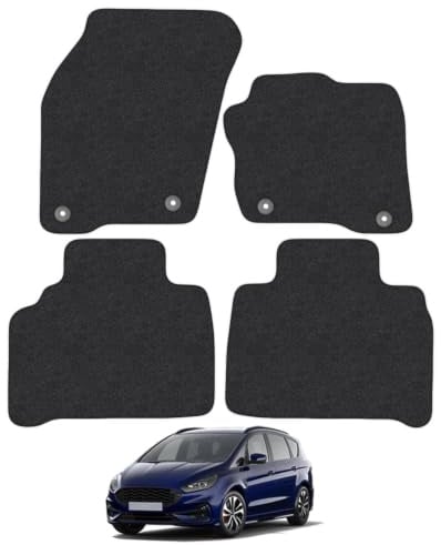 Fits Ford S-Max (2014-2021) Carpet Car Mats | Black Edge Trim Tailored Fit Floor Mats Full Coverage Protection Accessories Easy Clean Anti Slip Made in the UK