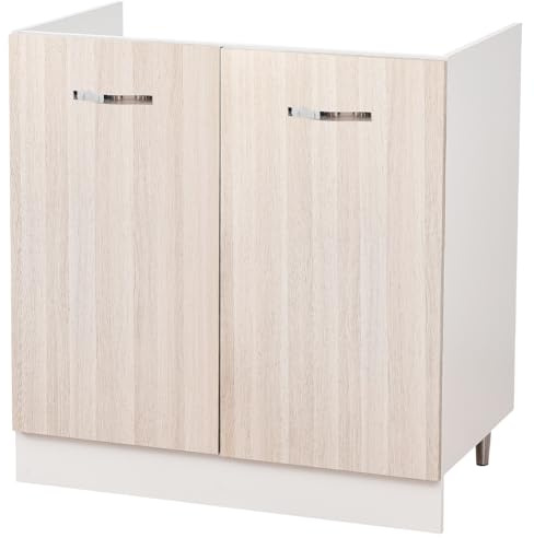 Shally Dogan Mobile Sottolavello per Cucina 2 Ante componibile Mobiletto base da 80 per lavello (80 x 50 x 85 cm, Olmo)