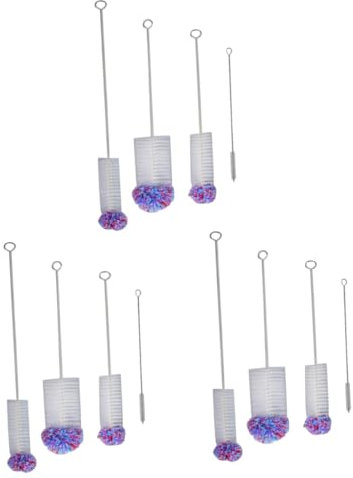 minkissy 12 STK Reinigungsbürste für Flaschenbürsten Reinigungsmittel Reinigungswerkzeug für den Haushalt Kesselbürste Bürste mit langem Griff Rostfreier Stahl Reinigungskugel Violett