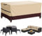 Housse Salon de Jardin, Housse de Table Jardin Rectangulaire, Couverture de Protection Meubles Bâche Salon de Jardin Imperméable Anti-UV, Bache Table Exterieur (Beige & Braun, 242*162*100cm 600D)