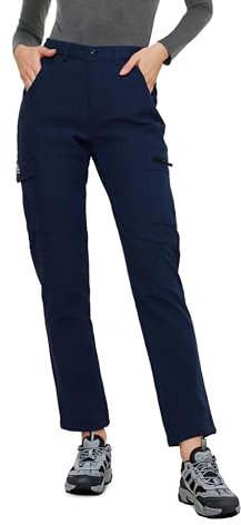 ATLASLAVA Wanderhose Damen Winter Gefüttert Softshellhose Skihose Winterhose Frauen Wasserdicht Trekkinghose Outdoor Hose Navy Blau M