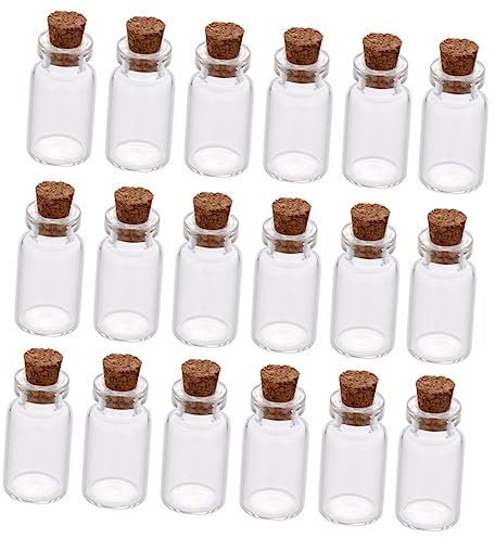Alipis 18piezas Botella De Vidrio Pequeña Corcho Caja Botella De Deseos Decorativa Diy Para Mensajes Flores Secas y Manualidades Creativas