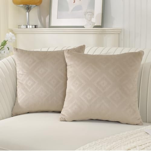 Ystyle Federe Cuscini Divano 45x45 Copricuscino Divano Camera da Letto Cuscini Arredo Fodere Arredamento Casa Federe Moderni Elegante Morbido Resistente in Velluto 2 Pezzi, Cammello