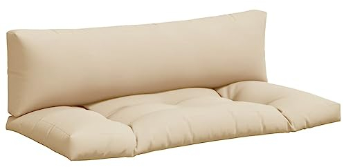 vidaXL Palettenkissen 2-TLG., Palettenpolster für Europaletten, Palettensofa Kissen Indoor Outdoor, Palettenauflage Sitzkissen Rückenkissen, Beige Stoff
