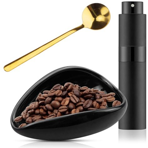 WakiHong Taza Dosificadora de Granos de Café Juego de Taza Dosificadora de Granos de Café Taza Dosificadora Granos Café con Botella Pulverizadora,Cuchara de Oro,Regalo para Amantes Café
