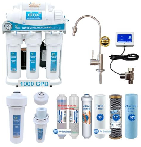RETEC Osmoseanlage 1200 GPD Perfect Water No. 1 Ultimate Plus PRO Direct Flow kein Tank nötig Umkehrosmosewasserfilter Wasserfilter Trinkwasser Umkehrosmose Reverse Osmosis