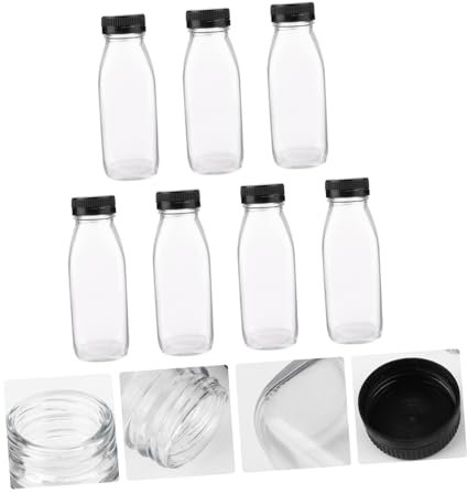 Amosfun Botellas De Vidrio Resistentes para Bebidas Frascos De 300 Ml Boca Ancha para Un Llenado Fácil Tapas Aptas para Lavavajillas