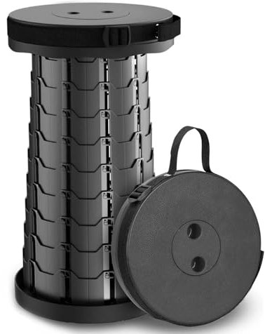alouweekuky Klapphocker Falthocker Höhenverstellbar Faltbar Hocker Sitzhocker Klappbar Stool für Camping, BBQ, Küche, Werkzeugraum, Kinder, Belastung 200kg (Schwarz)