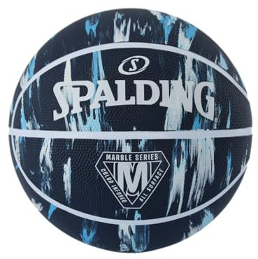 Spalding - Marble Series - Basketball - Größe 7 (Durchmesser 24,6 cm) - Farbe Hellblau/Dunkelblau - Robuster Gummiball für Außen- und Innenbereiche