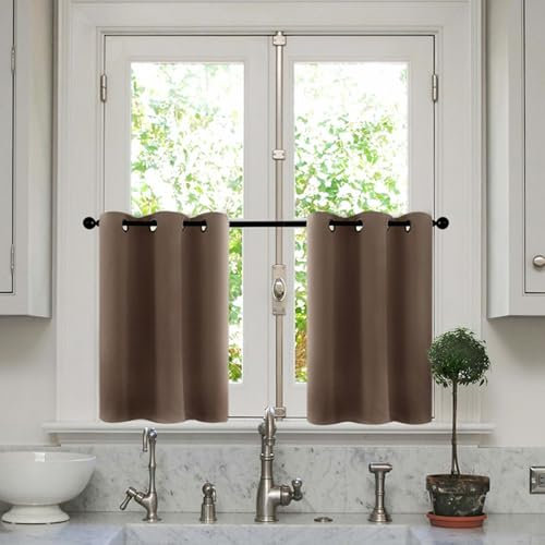 Skcess Lot de 2 panneaux japonais marron en polyester - Double face - Motif uni - 107 x 114,5 cm