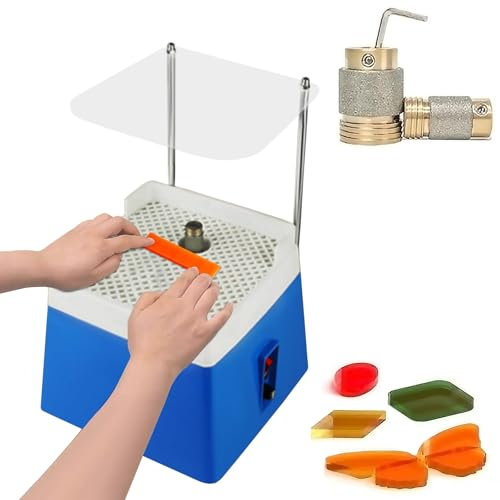 Kit Vitrail, Automatique Ponceuse à Verre, 4200 tr/min Moulin Portable pour Vitrail Avec 2 Foret Diamanté, pour le Vitrail, la Mosaïque, la Céramique et L'artis (Avec Plaque de Rebond)