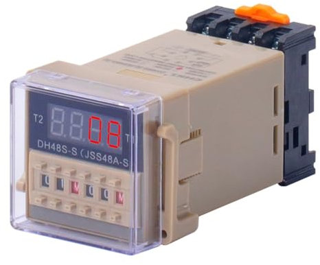 Kepgapo Relé Temporizador de 12 V DH48S-S, de Repetición de 12 V CC con Zócalo, Serie DH48S, Tiempo de Retardo con Base