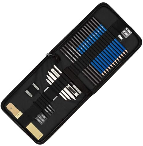 Iewroyt Skizzieren von Bleistiften professionelle Kunstgrafitstifte Set 5H-8B mit Radiergummi-Spitzentasche für Anfängerschüler 33pcs