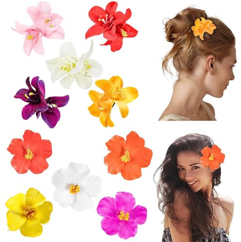 XFSRG 10 Pezzi Orchidee Doppie Mollette Capelli Donna Stile Bohémien Mollettone Capelli Semplice e Versatile per Spiaggia Viaggi Appuntamenti