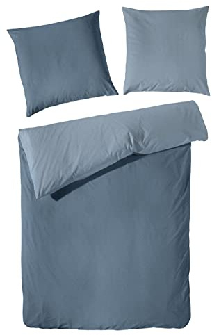 Primera Edelflanell Bettwäsche 155x220 Wende stahlblau blau 174128-333