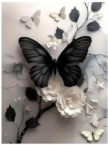 Qiukoo Diamond Painting Erwachsene Schmetterling 30x40 cm | DIY Diamond Painting Kits für Erwachsene zum Basteln – 5D Diamant Malerei Set für kreative Freizeit & Haus Dekoration