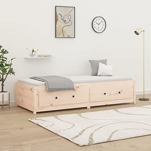HaoChrymec Tagesbett ohne Matratze 80x200 cm Massivholz Kiefer, Flexibles Design, Mit Stauraum, tagesbett, einzelbett, Für Schlafzimmer & Wohnzimmer, Unbehandeltes Holz