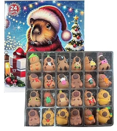 EXIT - Das Spielzeug Adventskalender 2025-2025 Adventskalender 3D Capybara Figuren - 24-teiliges Niedliche Weihnachtsfigur Geschenk Deko Für Kinder Mädchen Familie, Geschenkideefür Kinder