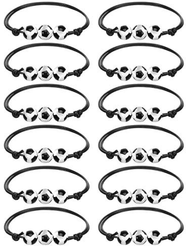 QYLNEX 12 Stück Fußball Armbänder Kinder,Kinderarmband für Jungen,Verstellbares Schnur Fußball Armband Fussball Mitgebsel für Jungen Mädchen Kindergeburtstag Gastgeschenke