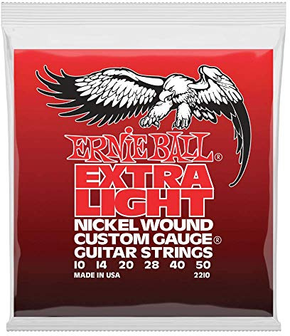 Ernie Ball Cordes filées extra légères en nickel avec corde G filée, pour guitare électrique, calibre 10-50
