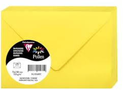 Clairefontaine 5560C - Packung mit 20 Umschläge Pollen, 7,5x10cm, 120g, Sonnengelb, ideal für Ihre Einladungen und Korrespondenz, 1 Pack
