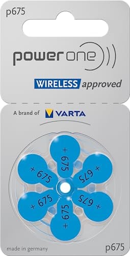 Power One - p675 - Implant Plus Cocleari Piles pour appareils auditifs - Bleu - Lot de 6