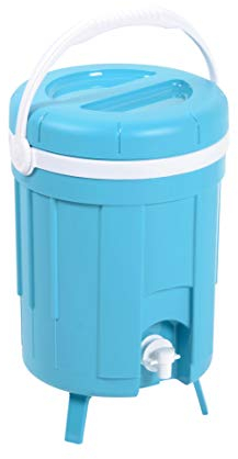 EDA PLASTIQUES EDA_Fontaine 8 L Isotherme REHAUSSE-POIGNEE Totalement ISOLEE, Couvercle Compris DIM.: E 27 X H39 CM avec Pieds_Bleu Turquoise-INT. Blanc_10196 B.TU/BL CX6 Mixte Adulte, No Color