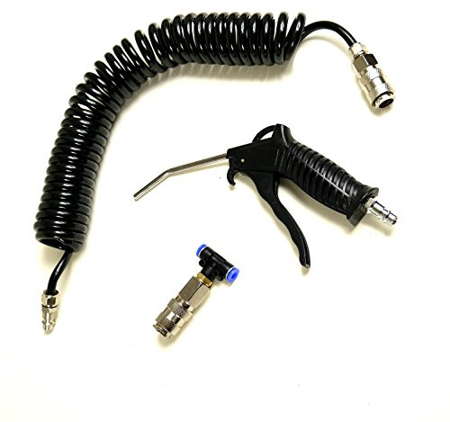 T1412B Ausblaspistole Pressluft Druckluft Druckluftpistole Blaspistole mit Schlauch Schwarz KFZ/LKW