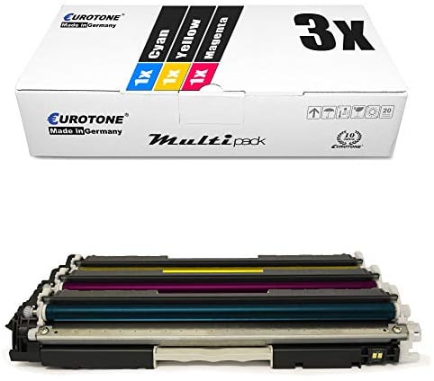 Eurotone 3X Kompatibler Toner für HP Color LaserJet Pro MFP M 176 177 wie CF351A-53A CF351A-CF353A 130A Color - Cyan, Magenta, Yellow - Remanufactured - 3x Druckerpatrone (ca. 1.000 Seiten)