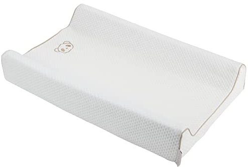 CuddleCo Luxurious Bamboo and Memory Foam Changing Mat -Soft and Supportive Solution for Comfortable Diaper Changes - Natural White