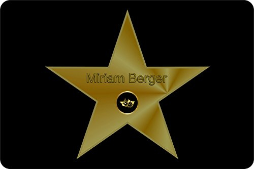 Verlag HE Fußmatte Walk of Fame Goldfarbener-Stern mit Namen personalisiert Flur Geschenk Eingang Treppenhaus Umzug aussen innen waschbar lustig